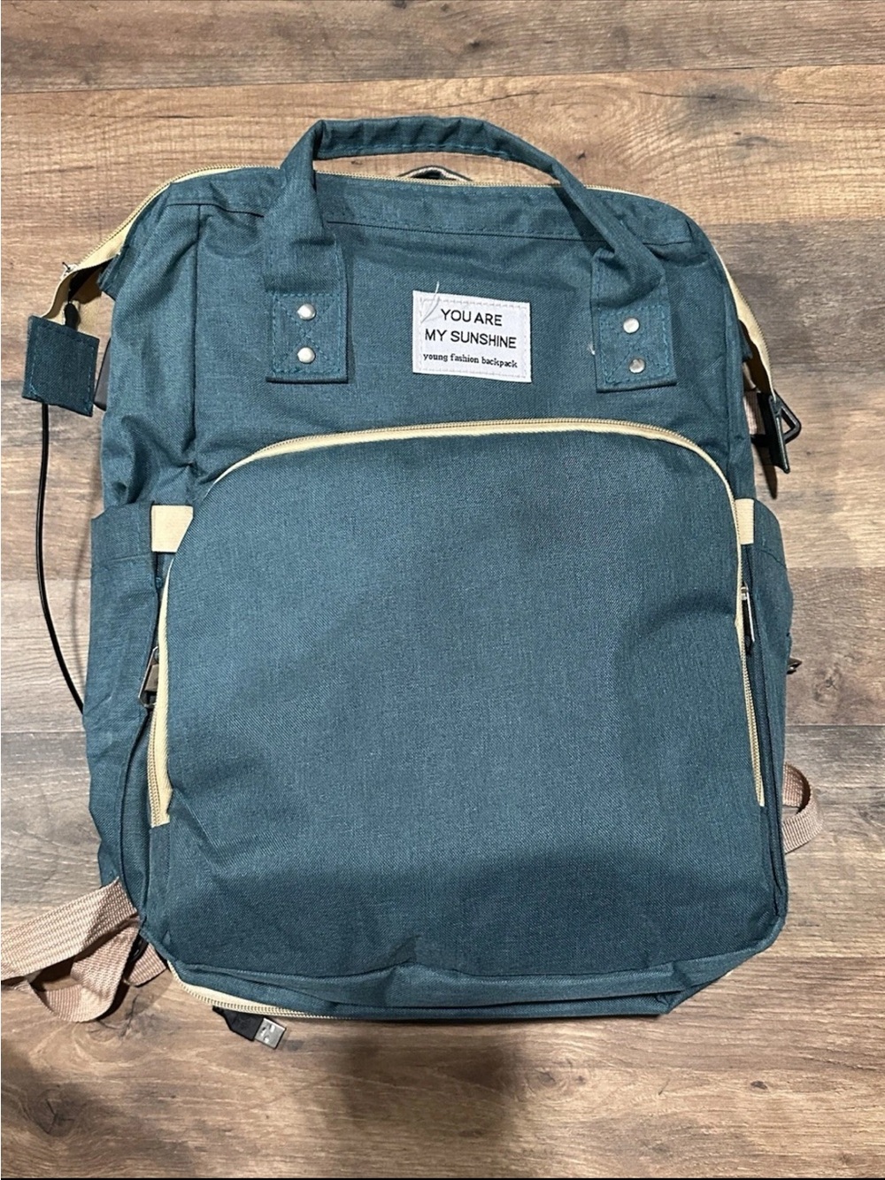 You Are My Sunshine Teal Baby Backpack Diaper Bag